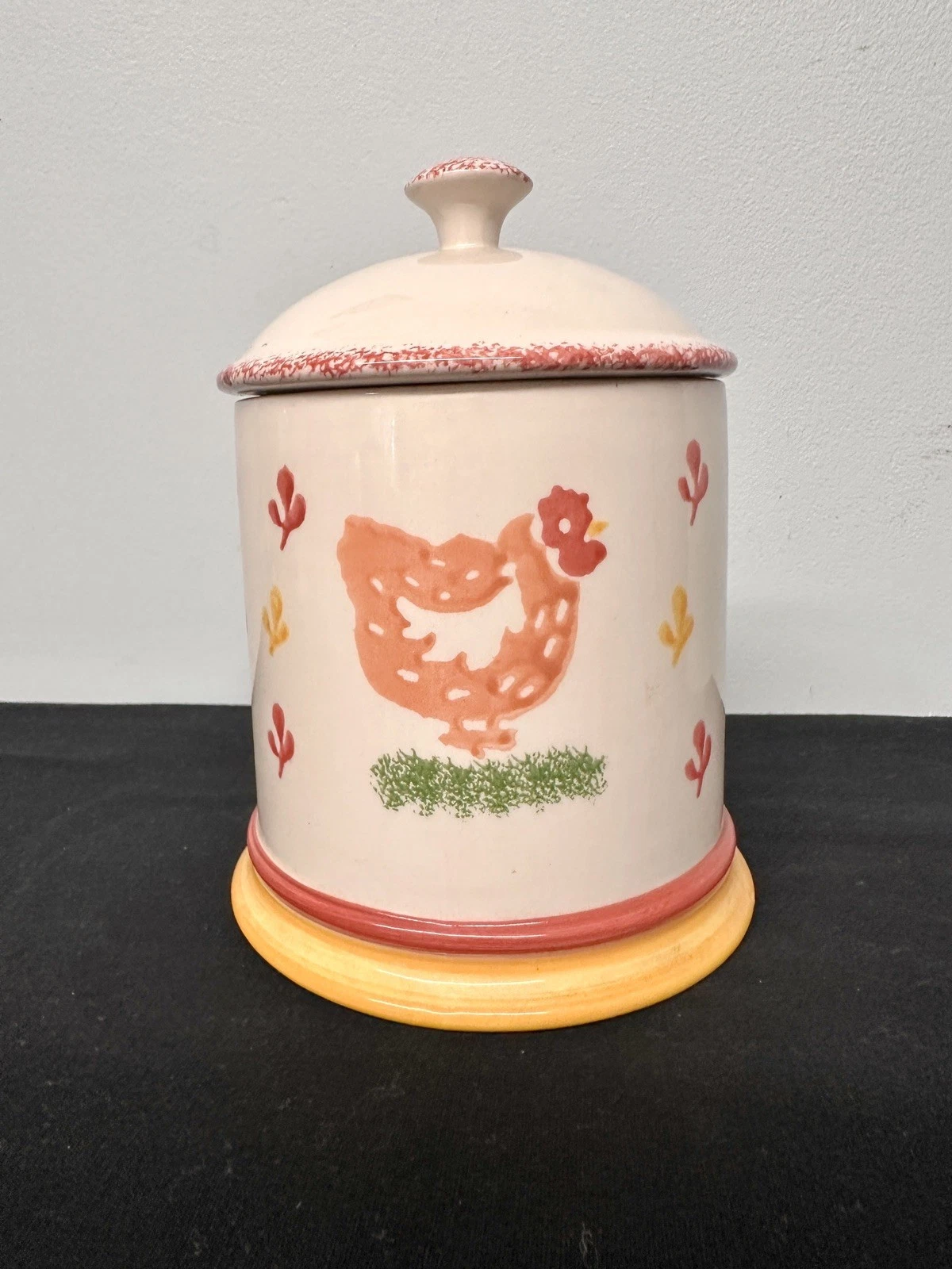 Laura Ashley Spongeware Hens Lidded Canister