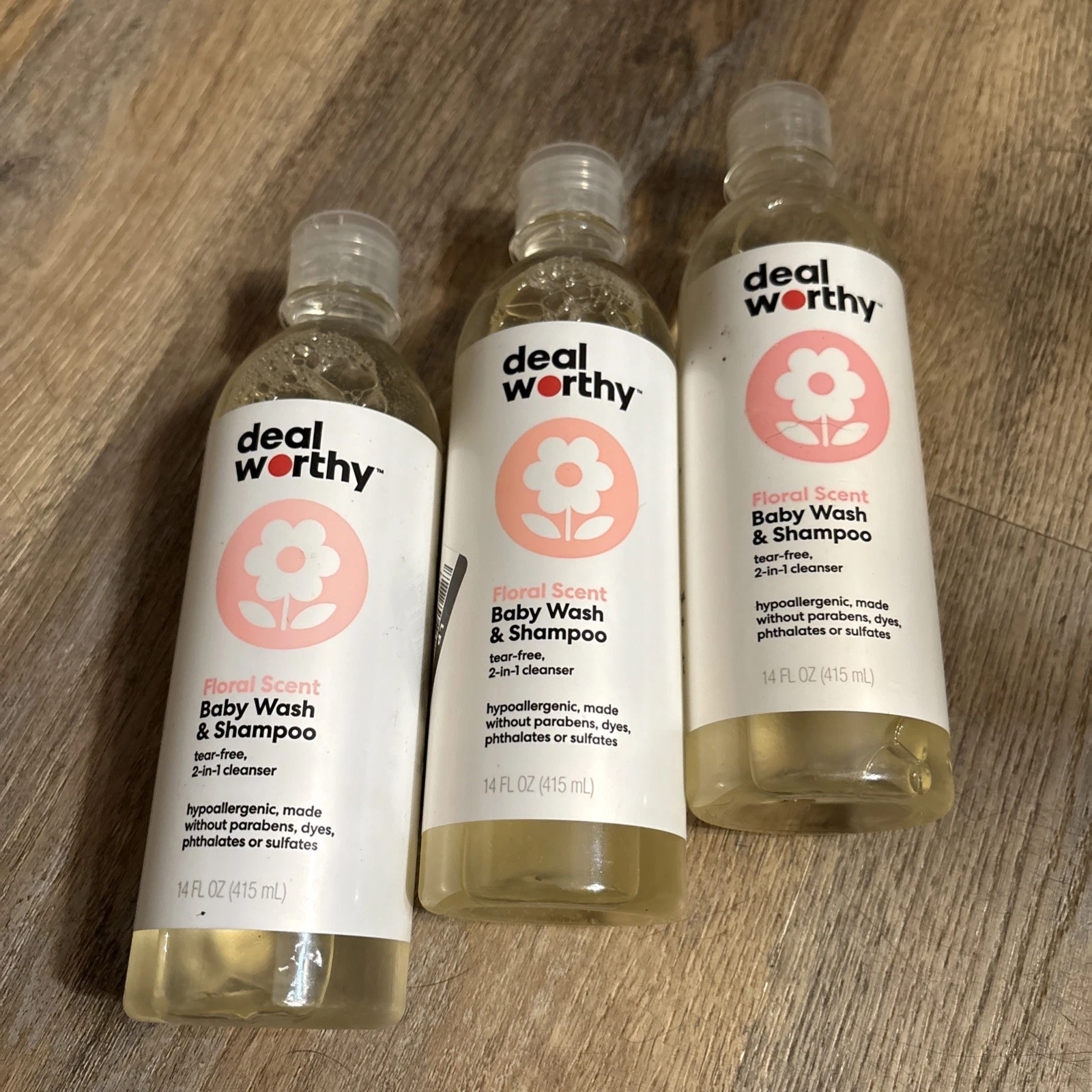 X3 Deal Worthy Floral Scent Baby Wash & Shampoo Tear-Free 2-in-1 Cleanser 14oz