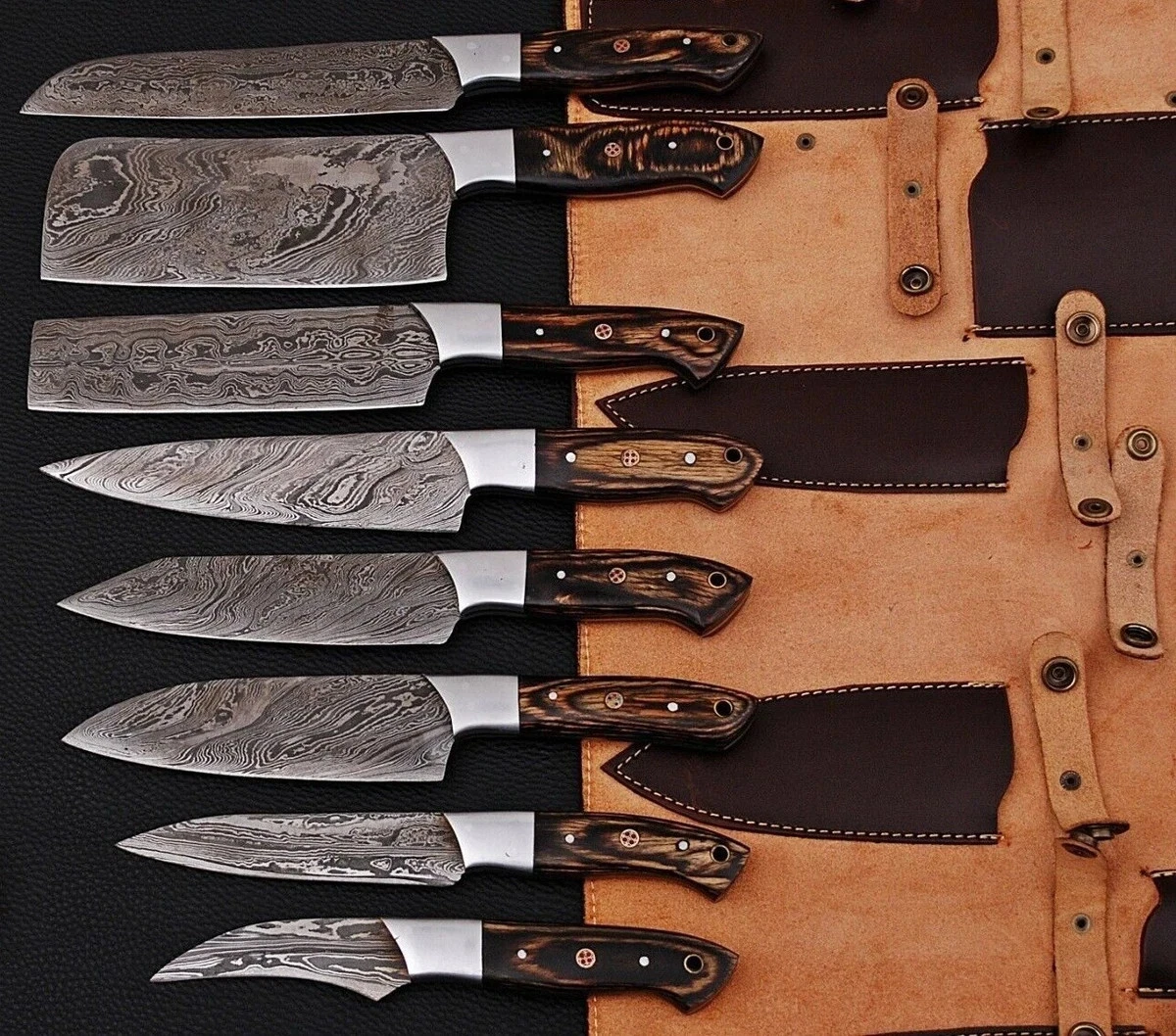 Handmade Damascus Steel Kitchen Chef Knife Wood Handle 4–8" Blade with Sheath