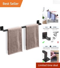 Elegant 24-Inch Matte Black Towel Bar - Heavy Duty Stainless Steel for Bathrooms