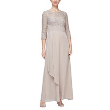 Woman's Dresses Alex Evenings Long Sequins Lace Empire Waist Dress