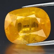 💎 Big! 5.73ct 11.8x9.2mm Cushion Yellow Sapphire - Africa Gemstone