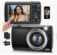 8K Digital Camera for Photography, WiFi 88MP Camera,Touch Screen,16X Zoom,Black