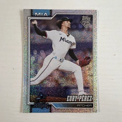 Topps 2025 Series 2 Eury Pérez Miami Marlins Foil Parallel Baseball Card #487