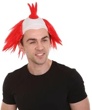 Red Clown Scary Wig Bald Head Scary Twisted Clown Cosplay Party Costume HM-1016