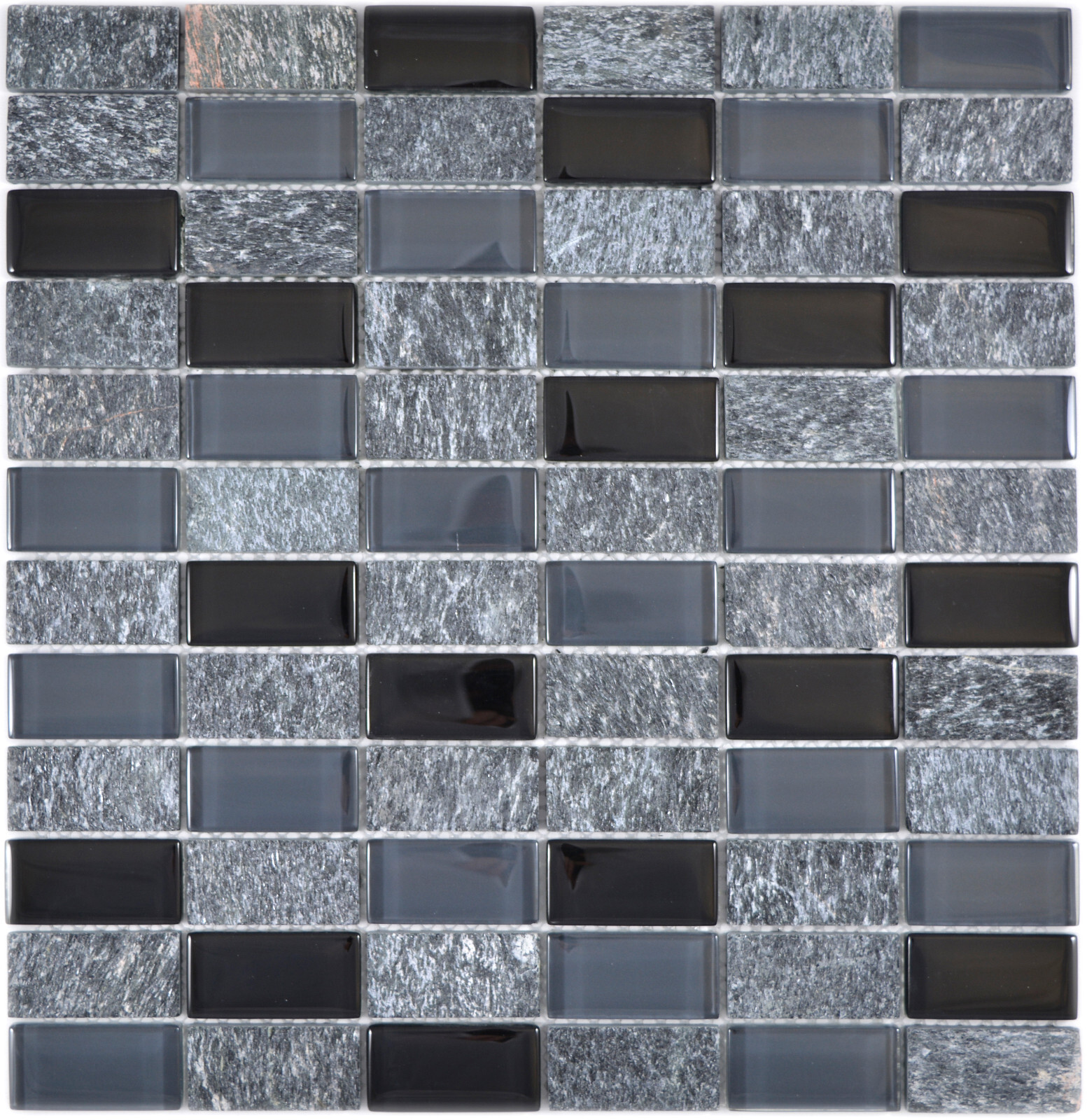 Mosaico de Vidrio Piedra Natural Gris/Negro Piscina Sauna 87-1303 _ F 10 Mates