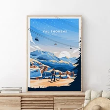 France, Val Thorens Traditional Travel 50x70cm Poster Premium Quality