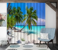 3D Summer Beach ZHUA3155 Photo Curtain Window Blockout Fabric Vera 2023