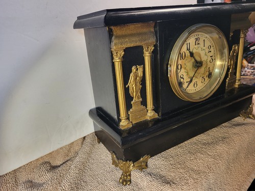 Antique early 1900s SESSIONS Arcadia Victorian Footed Pillar Mantel Shelf Clock - Picture 6 of 11