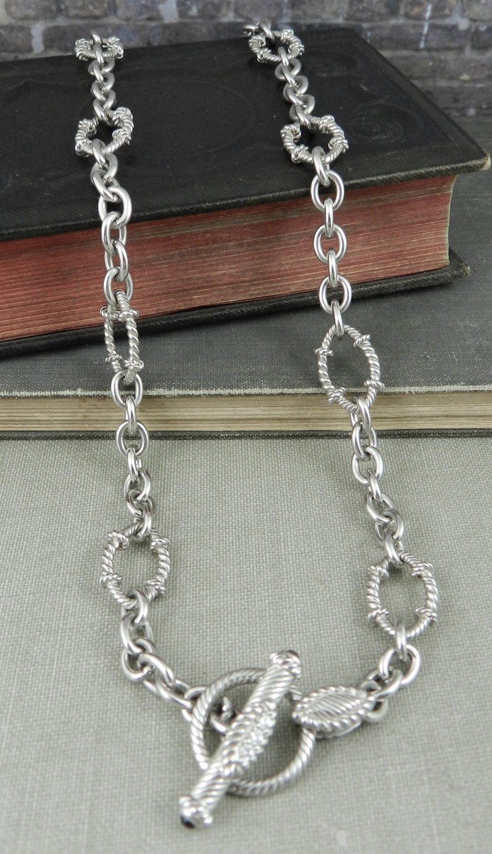 Judith Ripka 925 Sterling Textured Oval Link Diamonique CZ Onyx
