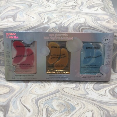 Grace & Stella Beauty Therapy. Eye Glow Trio. Eye Masks. 12 Pairs. NEW SEALED