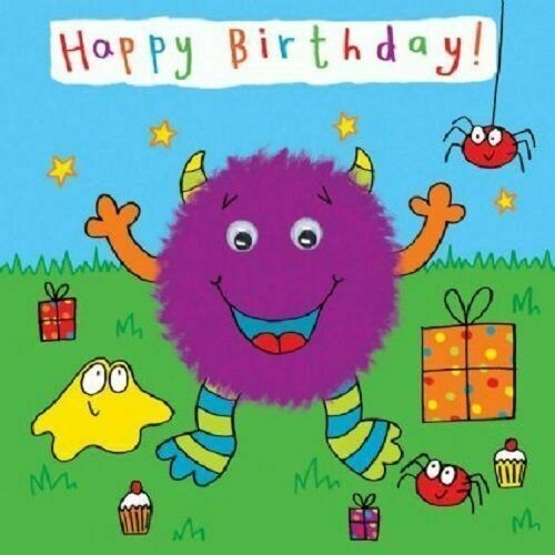 funny Birthday card monster & spider googly moving eyes