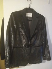 Frame Shimmer Metallic Tux Jacket Black Noir Sz 2