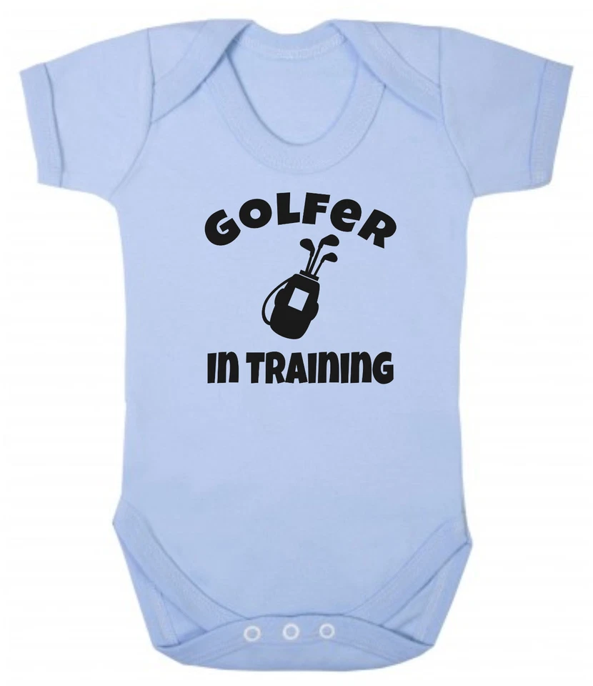 CLICK MY CLOBBER Golfer im Training weich hellblau Baumwolle Baby Body Weste Papa