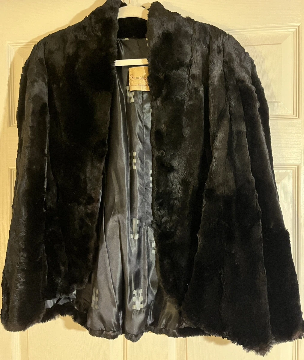 Vintage strawbridge clothier black Genuine fur coat Women's M Long Sleeve |  eBay