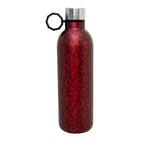Starbucks Leopard Red Pink Spots Stainless Steel Water Bottle Rubber Hook 20 oz
