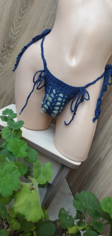 Tanga para hombre. Tangas de hombre. Talla L. Cuerda azul. Hecho a mano. Foto 4 de 4