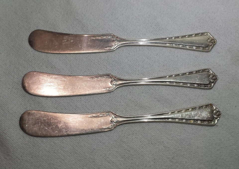 Lote/3 Esparcidores de Mantequilla Platos de Plata Wm Rogers 1916 Hampton Gustav Strohhaker Foto 3 de 4