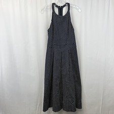 The Limited Women’s Navy/White Polka Dot Halter Neck Tea Length Dress Size 2
