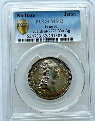 FRANCE Rare Issue Louis XVI Jeton - PCGS MS62 - BEAUTIFUL TONING
