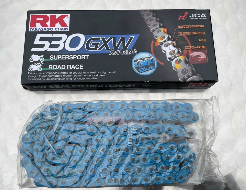 RK 530 ZXW Kette, blau für Suzuki GSX-R 1000, K1-K6, 01-06, 110 Glieder, blau - Bild 4 von 4