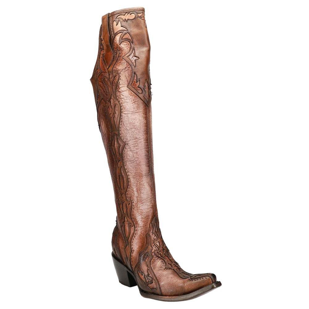Corral Boots C3704 Embroidery & Studs Tall Top Snip Toe Cowboy Womens