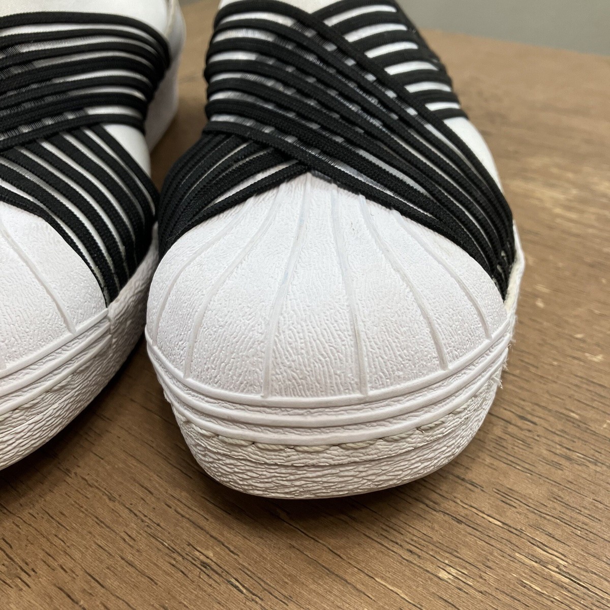 RARE Adidas Superstar Slip On Shoes Women's White Criss Cross