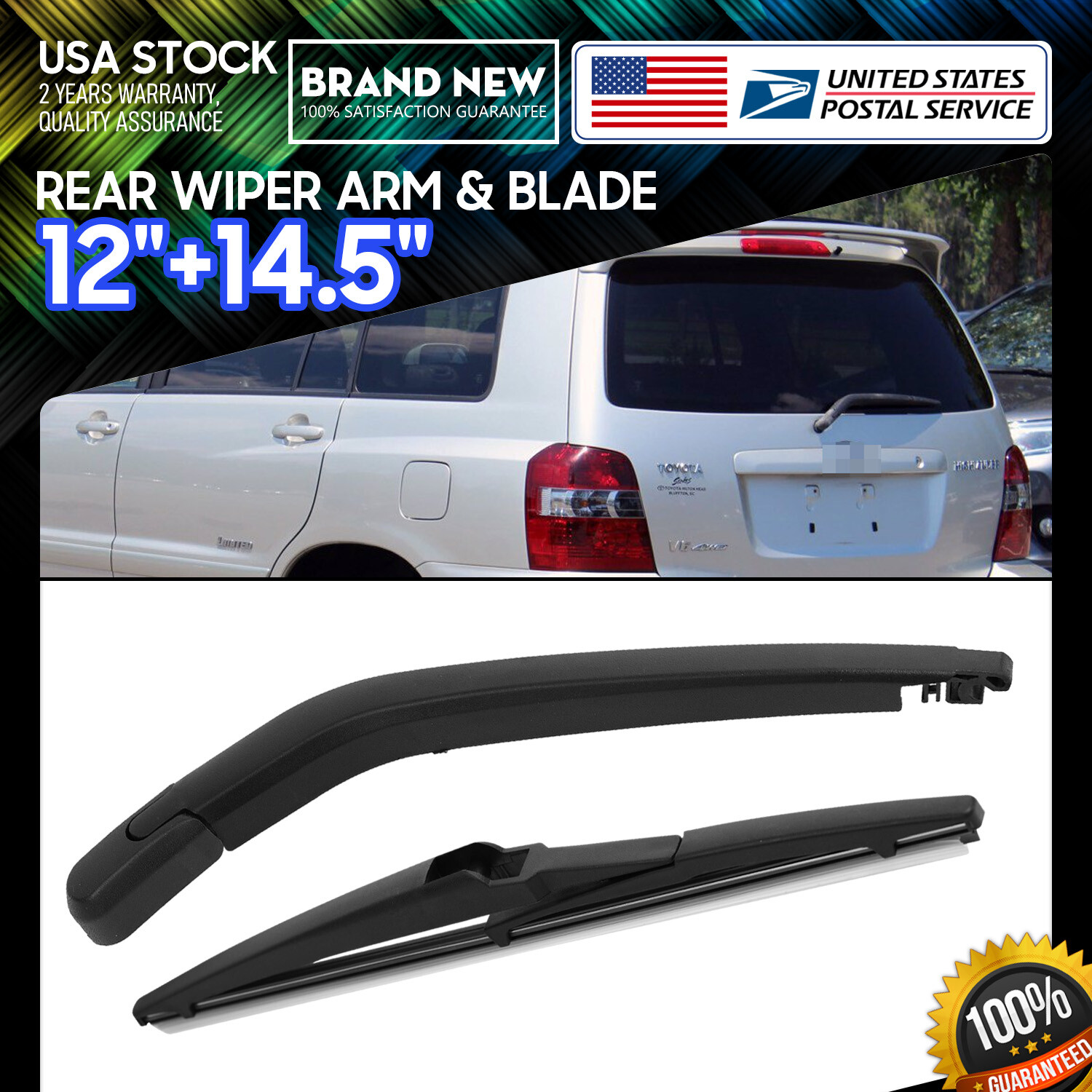 One Set 12''+14.5'' Premium Soft rubber Windshield Rear Wiper Blade All Season