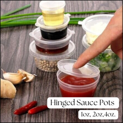 Kunststoff Soßentöpfe mit Deckel 1oz 2oz 4oz - Dip Lebensmittelbehälter zum Mitnehmen
