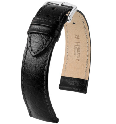 30mm Hirsch Highland Calf Leather Watch Band Strap Black Leather Long 120/80mm 