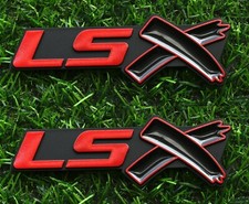 2 Pcs Lsx Emblems 3d Logo Nameplate Ls 454 350 376 Badge Decal Black Red