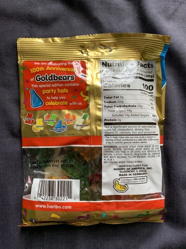 Haribo 100th Anniversary Edition PARTY HATS 5 oz Gummy (Discontinued + Sealed) - Picture 2 of 2
