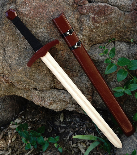 Children's Wooden Toy Medieval Knight Sword for Costume and Play - With Wooden S - Picture 4 of 10