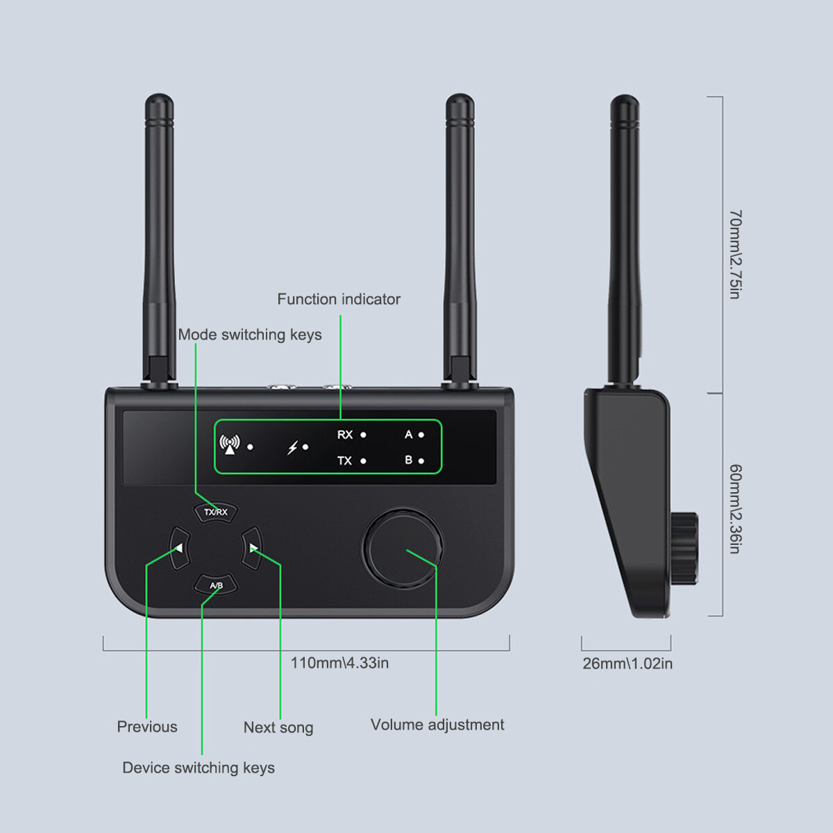 Bluetooth 5.3 Transmitter Receiver 3.5mm RCA AUX TV Home Stereo Audio Adapter