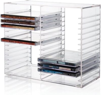  Stackable Clear Plastic Cd Organizer With Rubber Feet | Rectangular Jewel 
