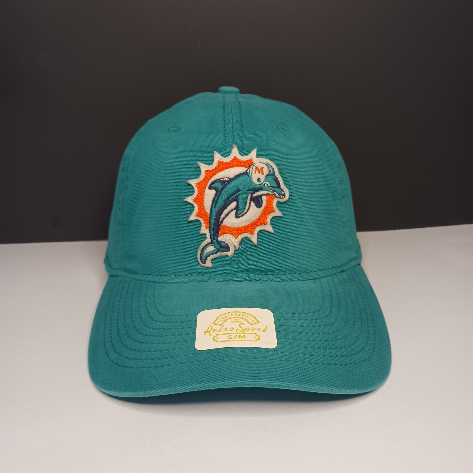 Retro Sport Miami Dolphins Hat Cap Mens Fitted S-M Throwback Logo Aqua NFL