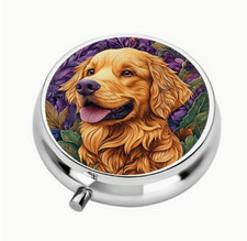 Golden Retriever pill box medicine Dog NEW Free Ship 2 Inch Stocking Stuffer