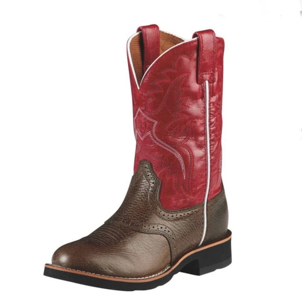 Ariat Kids Heritage Crepe Western Boot Red and Brown Leather size 13.5 - Image 2 of 4