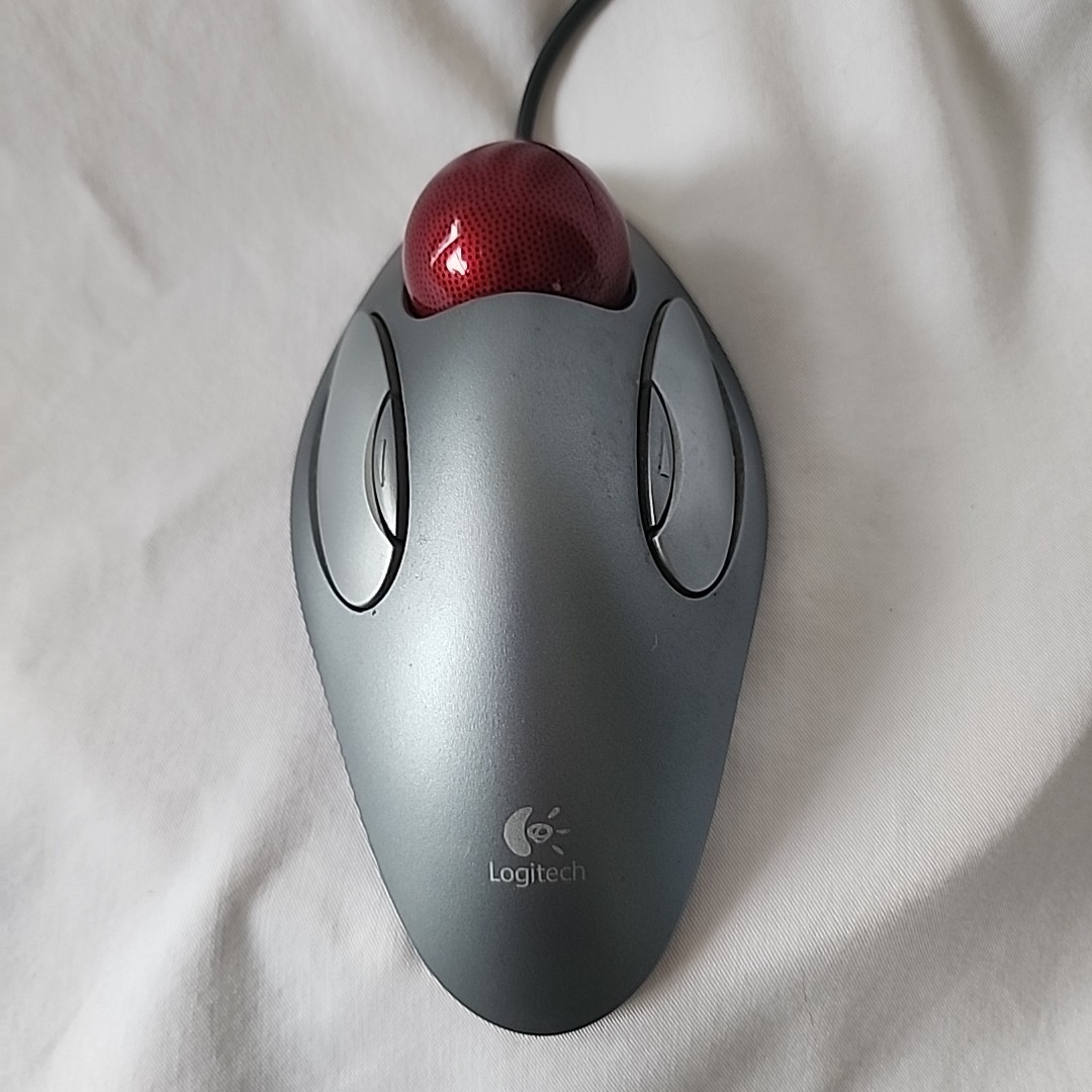 Logitech T-BC21 (logi) USB Wired Optical Trackman Red Marble Mouse