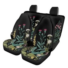 Vintage Wildflower Car Seat Covers Full Set Retro Botanical Green Red Black