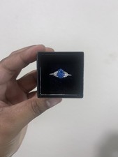 Genuine Teardrop Lapis Lazuli & Diamond CZ Rh...