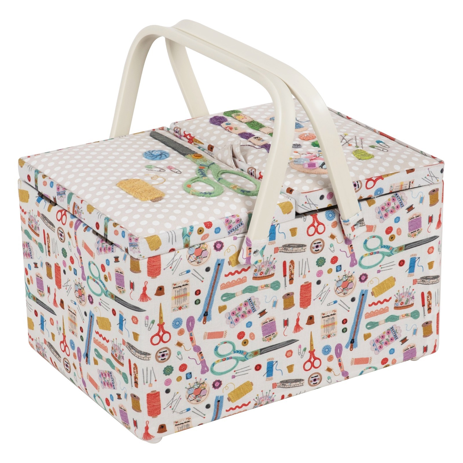 Sewing Box:Twin Lid. Haby Notions - No Tray