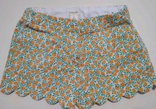 Crewcuts Shorts Girls Size 12 Peach Printed Flat Front Cotton Adjust. Scalloped