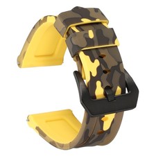 Silicone Watch Bands 24mm Soft Watch Band with Black Buckle, Camo Yellow