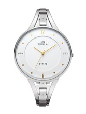UMR Ruhla 21117 Damenuhr Edelstahl Weiß Swarovski Gold Halbspange