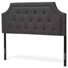 Baxton Studio Mars Fabric Tufted Queen Headboard in Dark Gray