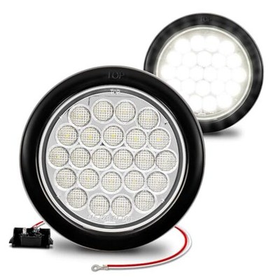 TRUE MODS 2pc 4'' Round 24 LED Trailer Tail Lights [DOT FMVSS 108] 2 Pack White