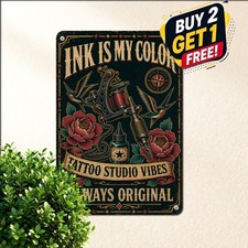 Vintage Tattoo Artist Tribute Tin Sign Retro Ink Parlor Lounge Metal Wall Decor