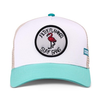 COASTAL HFT Cap Filthy Flamingo Pale Blue/Khaki High Fitted Mesh Kappe Mütze Hat
