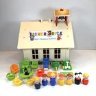 Vintage 1971 Fisher Price Little People Play Family School House w/ Accessories